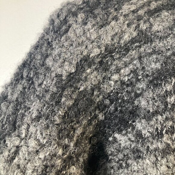 Womens Eskandar Handloomed Scottish Chunky Wool Cardigan Duster 48" OS Black Gra - Picture 5 of 7